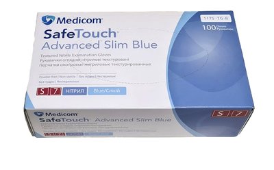 Нітрилові рукавички SafeTouch® Advanced Slim Blue неопудрені M - Medicom gloves-st-m фото