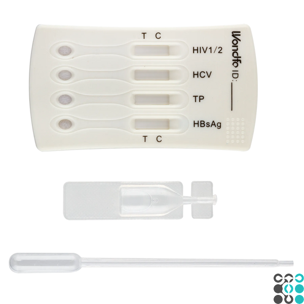 Комбінований тест на 4 інфекції: ВІЛ1/2 (HIV), гепатиту С (HCV), гепатиту В (HBsAg), сифілісу (ТР) WONDFO W026-C фото