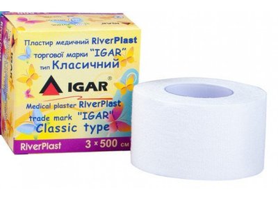 Пластир медичний RiverPlast тип Класичний (на бавовняній основі) 3x500 “IGAR” igar-3x500-rpbv фото