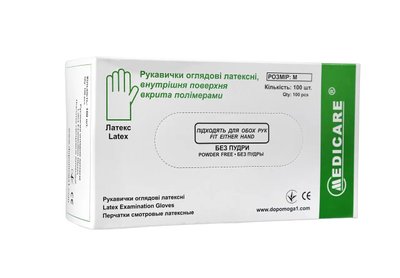 Латексні рукавички оглядові нестерильні, без пудри, текстуровані, M - Medicare mc100m фото