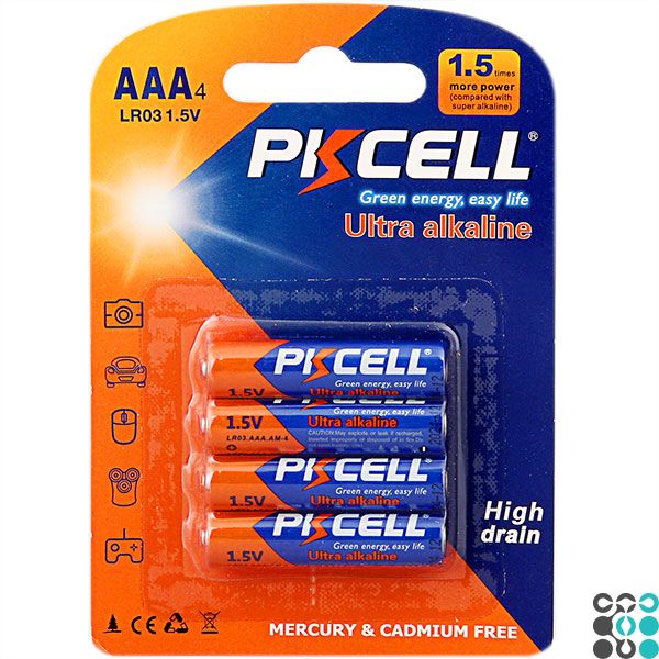 Батарейки PKCELL Ultra Alkaline AAA (LR03) - 4 шт. (блістер) pkcell-lr03-x4-alcaline фото