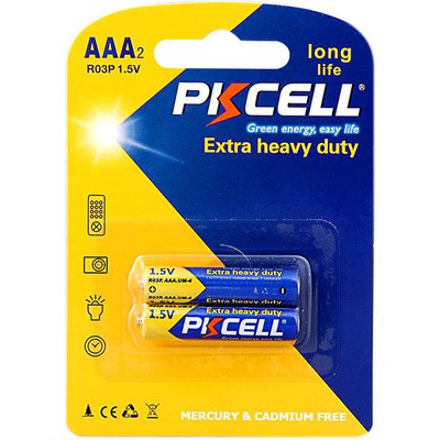 Батарейки PKCELL Extra heavy duty AAA (LR03) - 2 шт. (блістер) pkcell-lr03-x2-duty фото